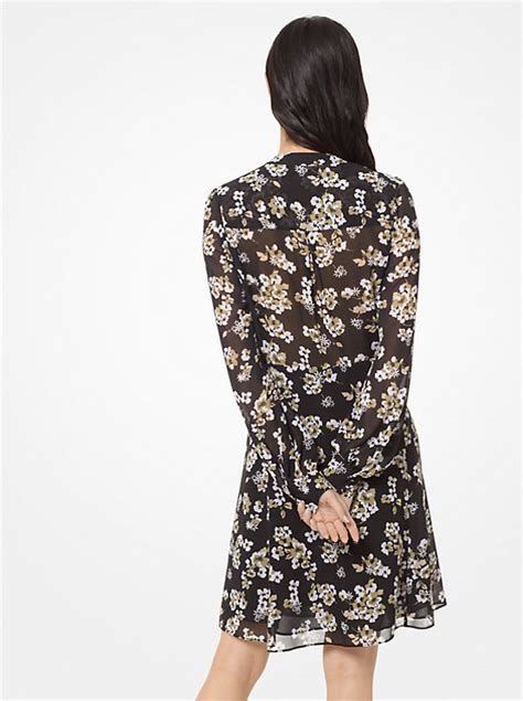 michael michael kors floral georgette shirtdress|michael kors black zipper dress.